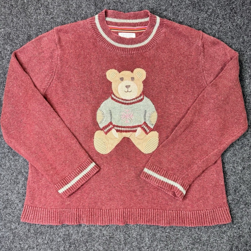 Christopher & Banks XL Teddy Bear Sweater Grandmacore Novelty Whimsical Cozy